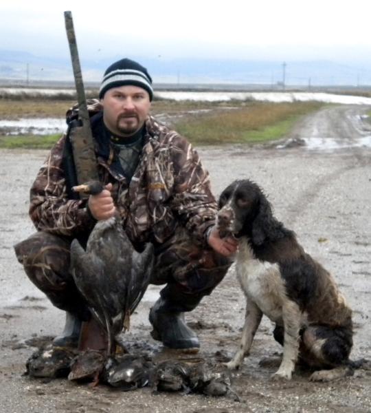 Tad Alexander with Gunner - Fall 2010 (1 speck goose, 1 mallard, 2 pintail & 2 widgeon)